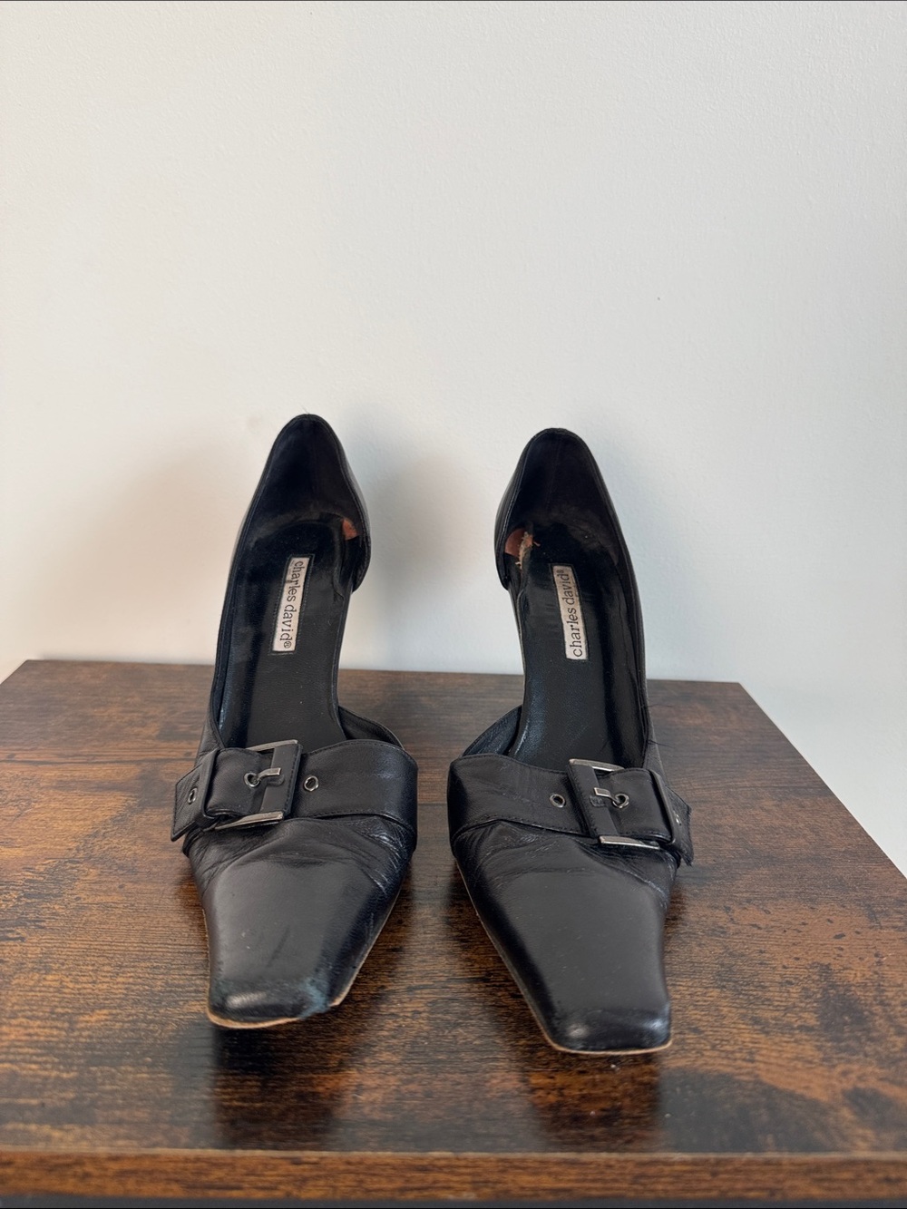 Charles David Black Square/Pointed Buckle Pumps - Picture 2 of 12
